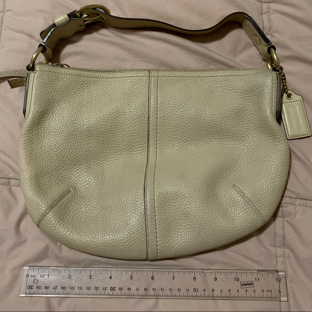 Coach pebbled leather tote. Beige/cream color.